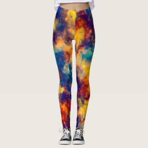Colour Splash Blue Red Yellow Teal Multi Colour Leggings