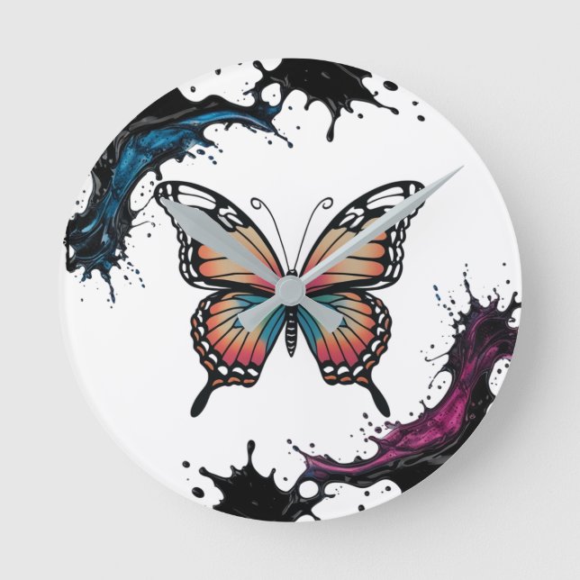 Colour Splash Butterfly Wall Clock – Vibrant Natur (Front)