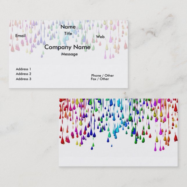 Colour Splash Drops Business Card (Front/Back)