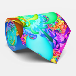 Colour Splash Fractal Double-sided Tie