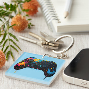 Colour Splash Game Controller Sticker  Keychain
