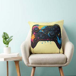 Colour Splash Game Controller Sticker  Throw Pillow