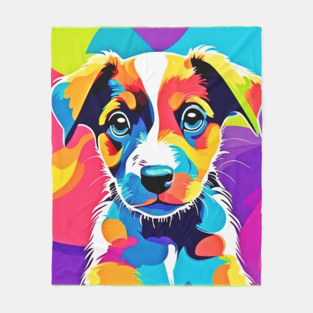 Colour Splash Groovy Canine Dog Fleece Blanket (Front)