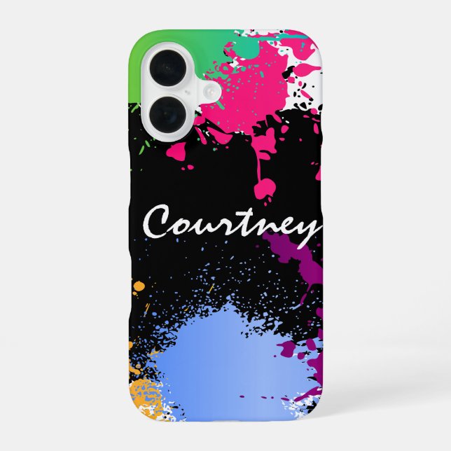Colour Splash Personalized iPhone 16 Case (Back)