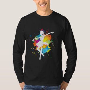 Colour Splash Pirouette Ballet Dancer Dancing Ball T-Shirt