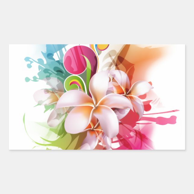 Colour Splash Plumeria Hawaiian Flower Sticker (Front)
