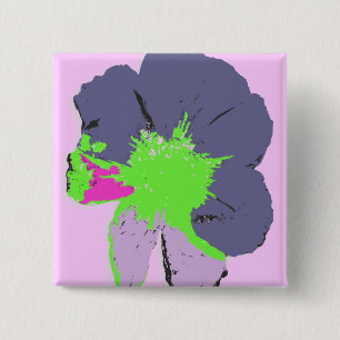 Colour Splash/ PopArt Flower 2 Inch Square Button