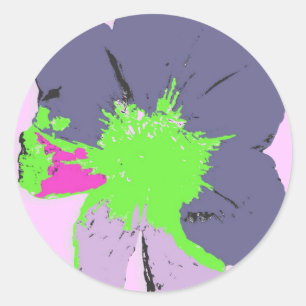 Colour Splash/ PopArt Flower Classic Round Sticker