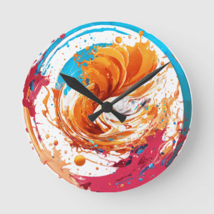 Colour Splash Swirl – Abstract Modern Wall Clock