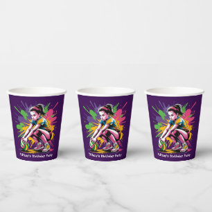 Colour Splash Volleyball Girl Birthday Party Paper Cups