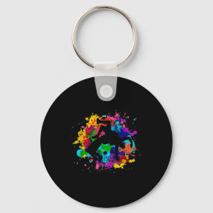 Colour Splash Wrestling Art Vibrant Wrestler Keychain