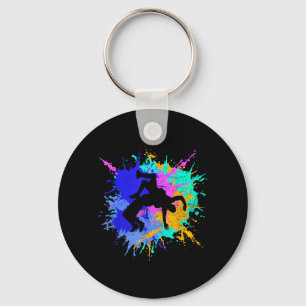 Colour Splash Wrestling Art Vibrant Wrestler Keychain