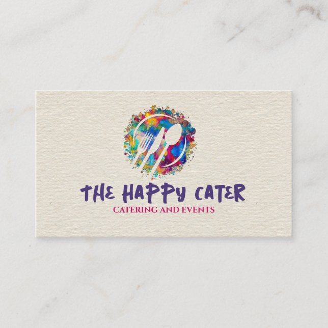 Colour splatter Catering Symbols Business Card (Front)