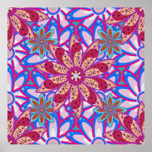 Colour Spring Theme seamless pattern Background. C Poster