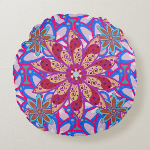 Colour Spring Theme seamless pattern Background. C Round Pillow