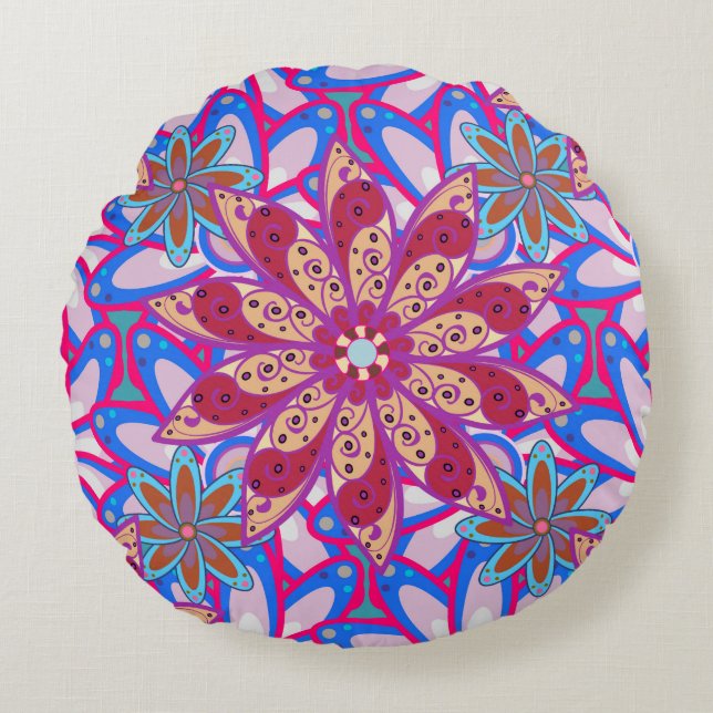 Colour Spring Theme seamless pattern Background. C Round Pillow (Front)