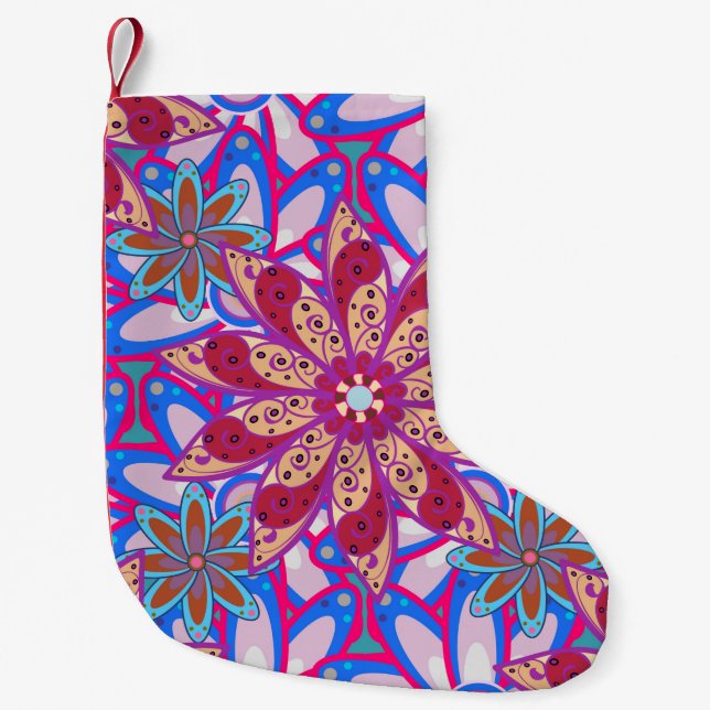 Colour Spring Theme seamless pattern Background. C Small Christmas Stocking (Front)