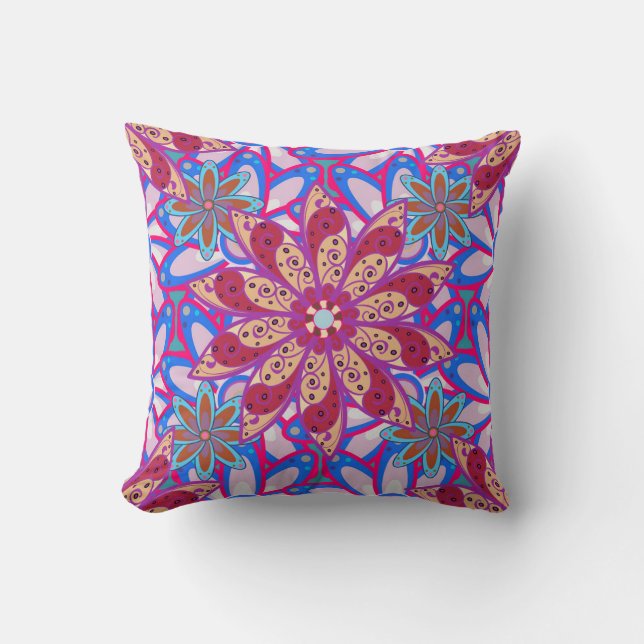 Colour Spring Theme seamless pattern Background. C Throw Pillow (Front)