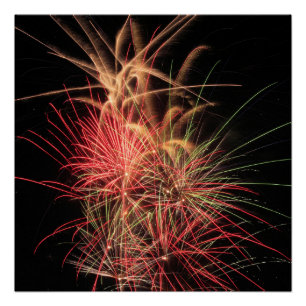 Colour Streaks of Orange and Red at Night Poster