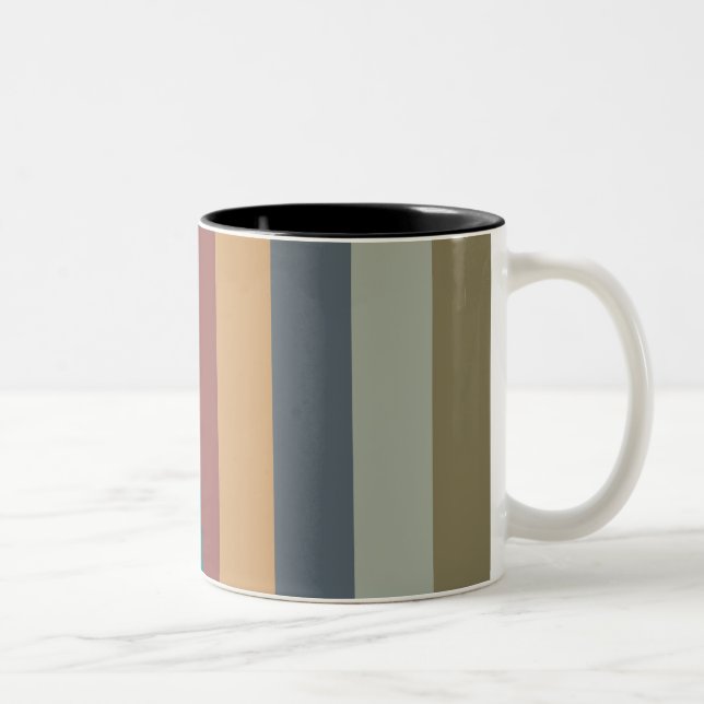 colour stripes colourful pastel Two-Tone coffee mug (Right)