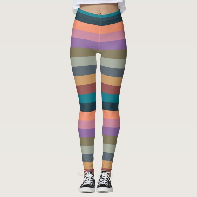 Colour stripes in colourful pastel... leggings (Front)