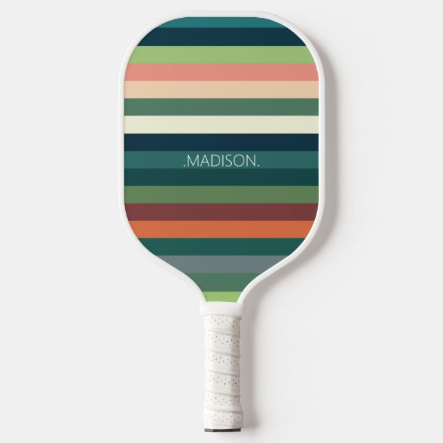 Colour Stripes Pattern Personalized Pickleball Paddle (Front)