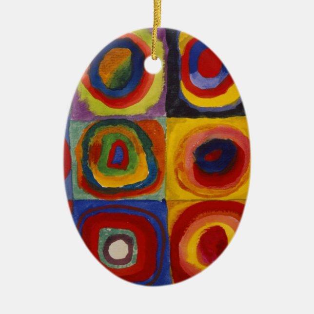 Colour Study of Squares Circles Ceramic Ornament (Front)
