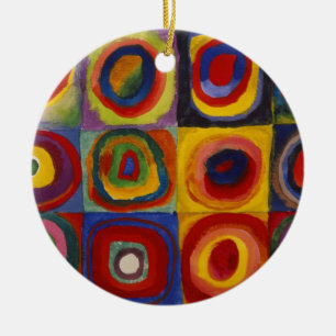 Colour Study of Squares Circles Ceramic Ornament