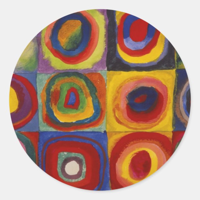 Colour Study of Squares Circles Classic Round Sticker (Front)