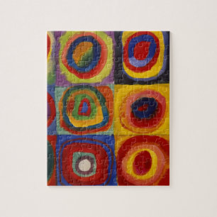 Colour Study of Squares Circles Jigsaw Puzzle