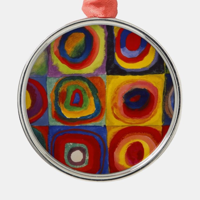 Colour Study of Squares Circles Metal Ornament (Front)