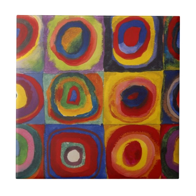 Colour Study of Squares Circles Tile (Front)