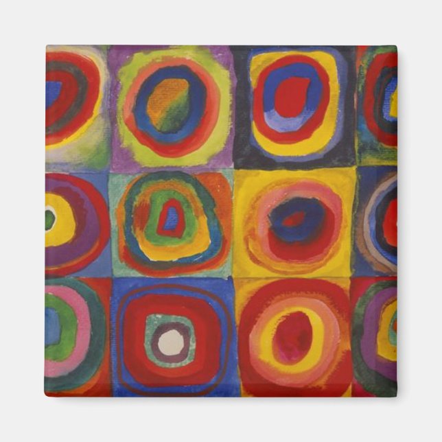 Colour Study: Squares with Concentric Circles Magnet (Front)
