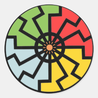 Colour Sun Wheel Symbol Classic Round Sticker