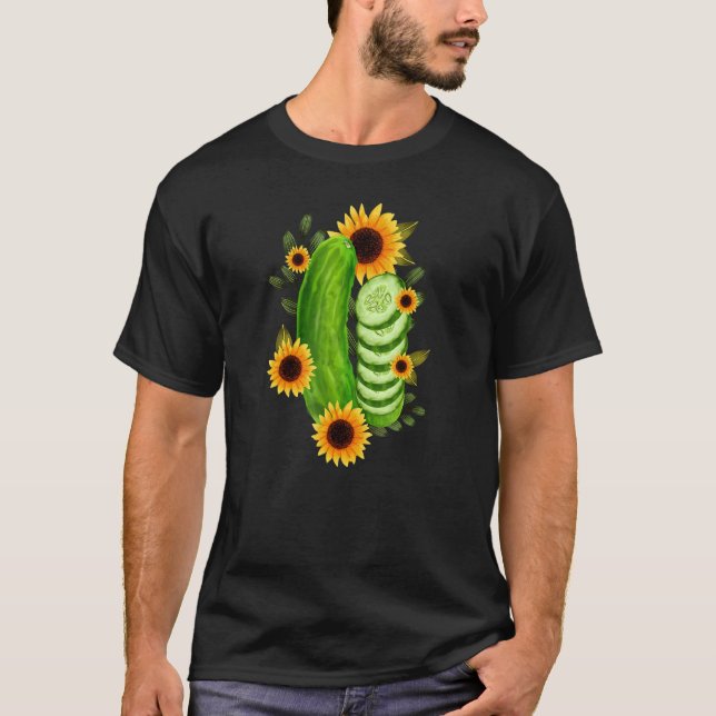 Colour Sunflower Festas Cucumber Pickle Watercolor T-Shirt (Front)