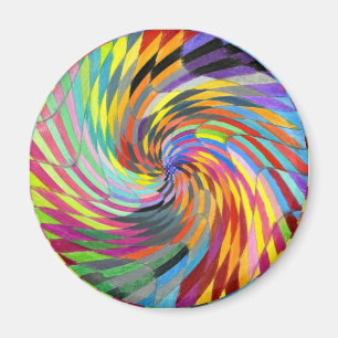 Colour Swirl Chequered Psychedelic Mandala Magnet