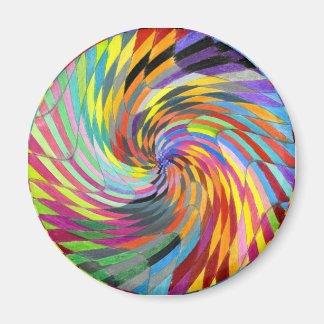 Colour Swirl Chequered Psychedelic Mandala Magnet