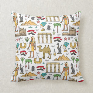 Colour Symbols of Egypt Pattern Throw Pillow
