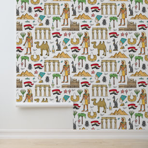 Colour Symbols of Egypt Pattern Wallpaper