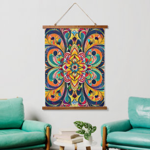 Colour Symphony Mandala – Bold Psychedelic Floral Hanging Tapestry