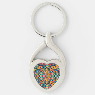 Colour Symphony Mandala – Bold Psychedelic Floral Keychain