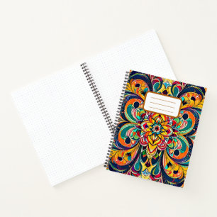 Colour Symphony Mandala – Bold Psychedelic Floral Notebook