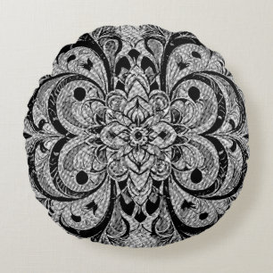 Colour Symphony Mandala – Bold Psychedelic Floral Round Pillow