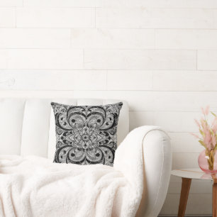 Colour Symphony Mandala – Bold Psychedelic Floral Throw Pillow