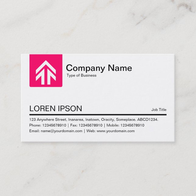 Colour Tab Arrow - Neon Red Business Card (Front)
