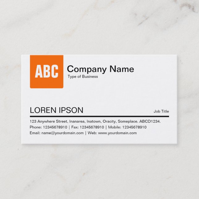 Colour Tab - Orange Business Card (Front)