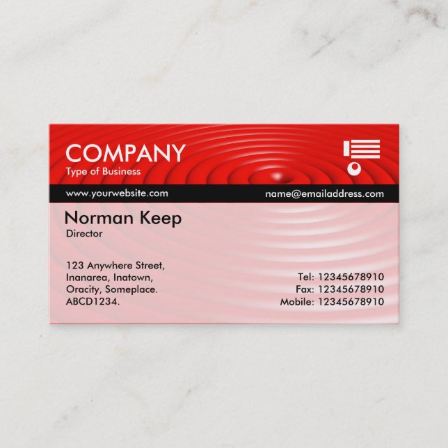 Colour Tex Banded - Concentric Rings - Red Business Card (Front)