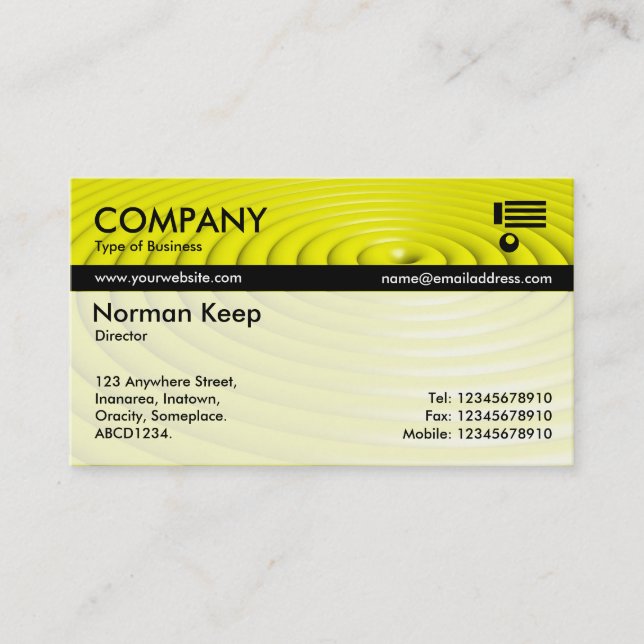 Colour Tex Banded - Concentric Rings - Yellow Business Card (Front)