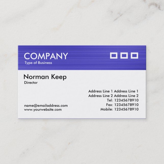 Colour Textured Header - Brushed Blue Business Card (Front)