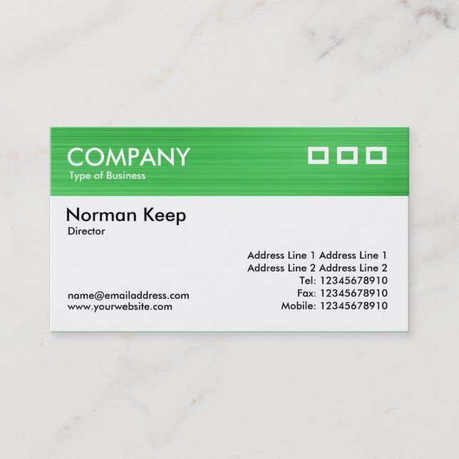 Colour Textured Header - Brushed Green 2 Business Card (Front)